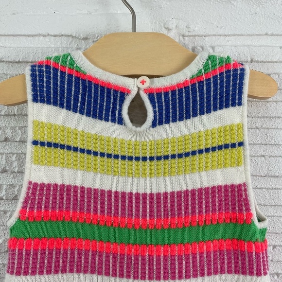 Mini Boden Multi Color Stripe Knit Sweater Dress Peter Pan Collar Size 2-3Y - Picture 6 of 11